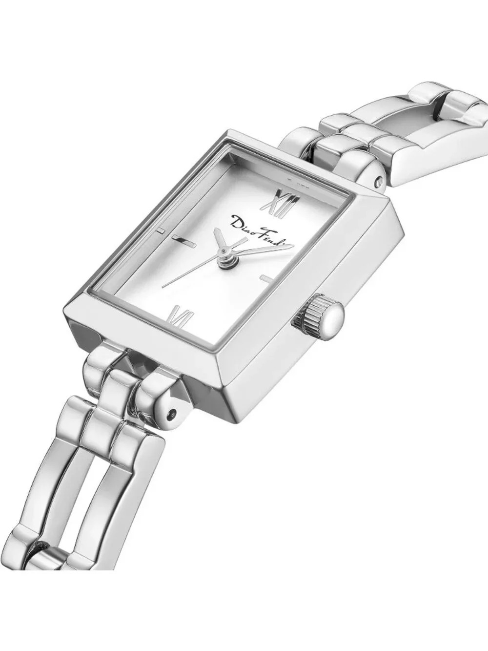 Women's Silver White Small Dainty Vintage Stainless Steel Band Quartz Watch